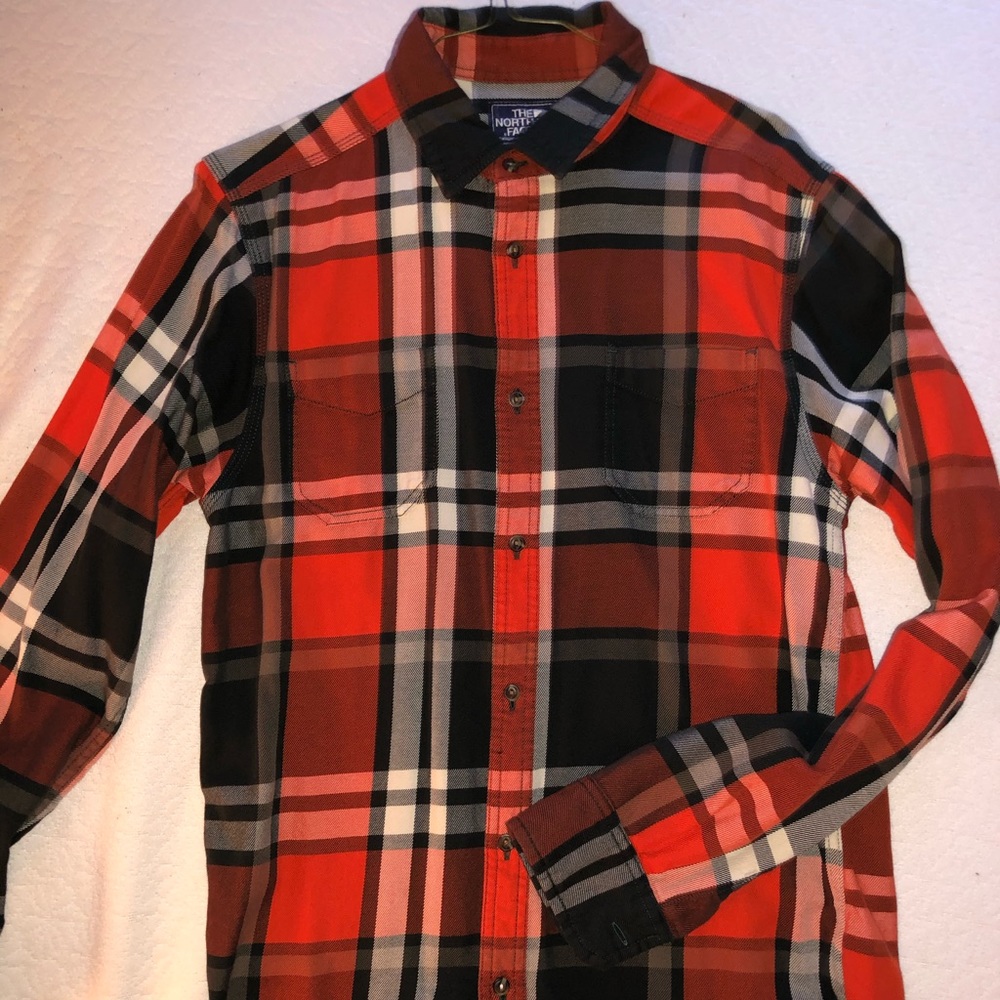 North Face Shirt Jacket Flannel - Orange and Black